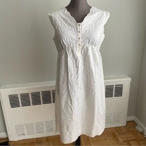 Liz Claiborne white empire waist sleeveless eyelet dress size S